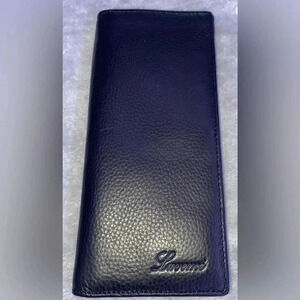 Lavemi Black Pebble Leather RFID Blue Blocking Wallet 10 Credit Card Slots